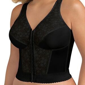 Exquisite Form 5107565 Front Close Lace Longline Posture Bra Black 510-7565 NEW